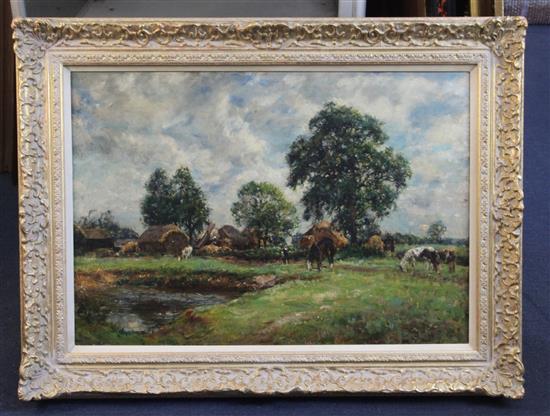 Mark Fisher (1841-1923) Horses in a meadow, 18 x 26in.